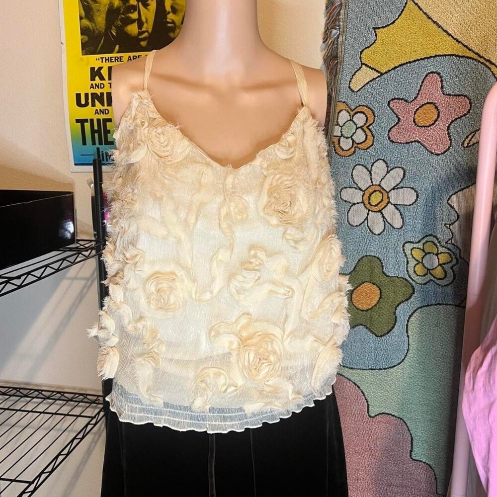 Vintage Heart + Soul Rosette Mesh Tank Top